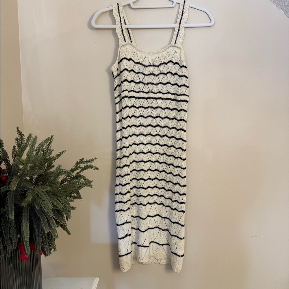 White and Black Knit Dress